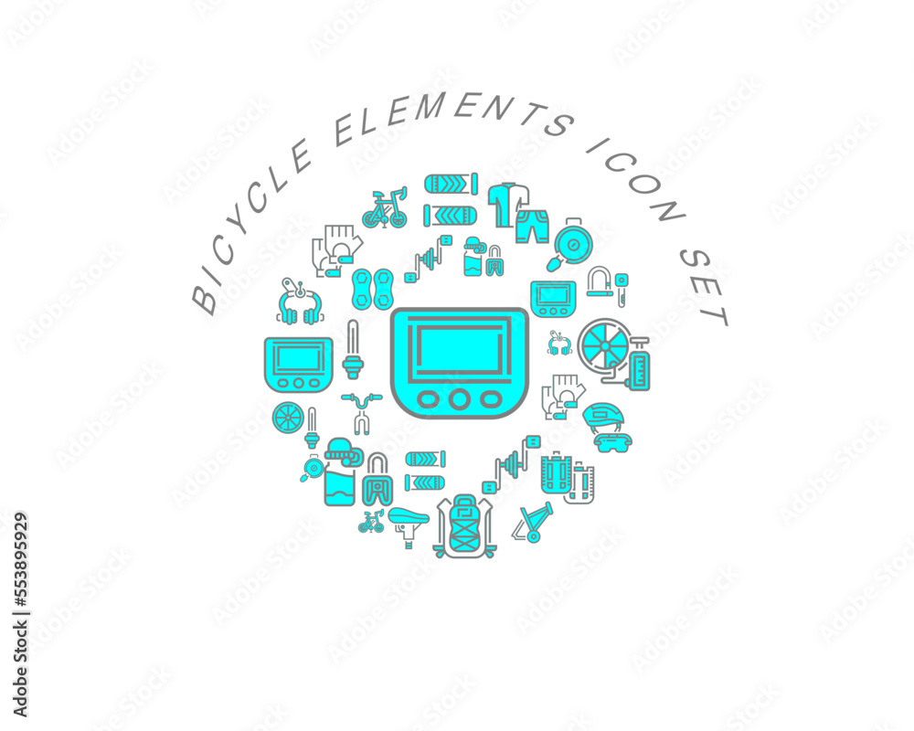 Vector bicycle elements icon set Vector bicycle elements icon set