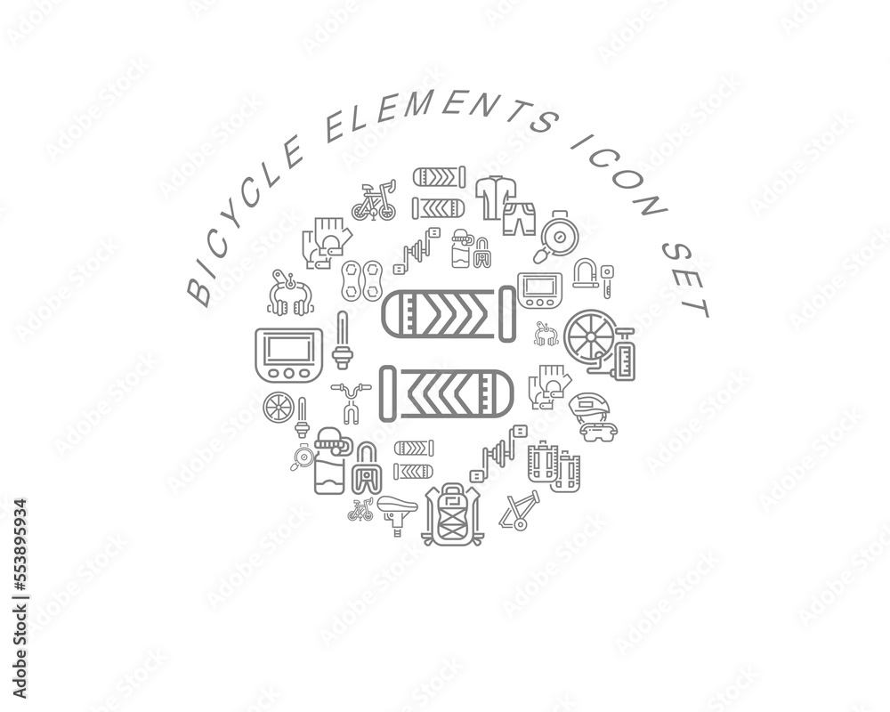 Vector bicycle elements icon set 