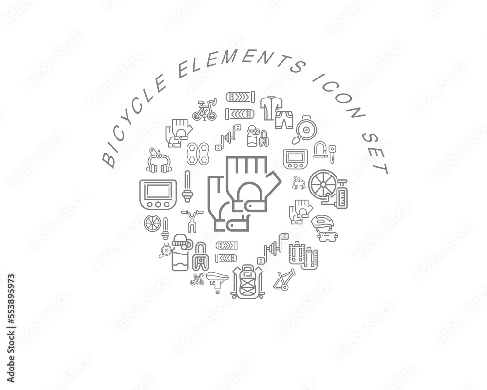 Vector bicycle elements icon set 