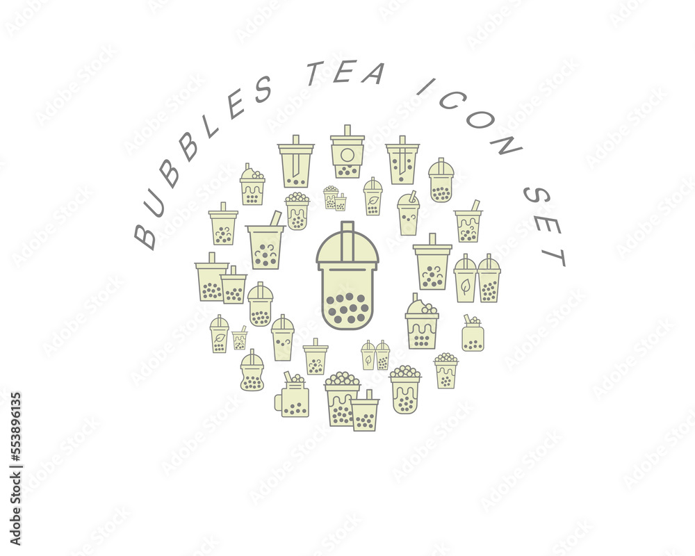 Vector bubbles tea icon set Vector bubbles tea icon set