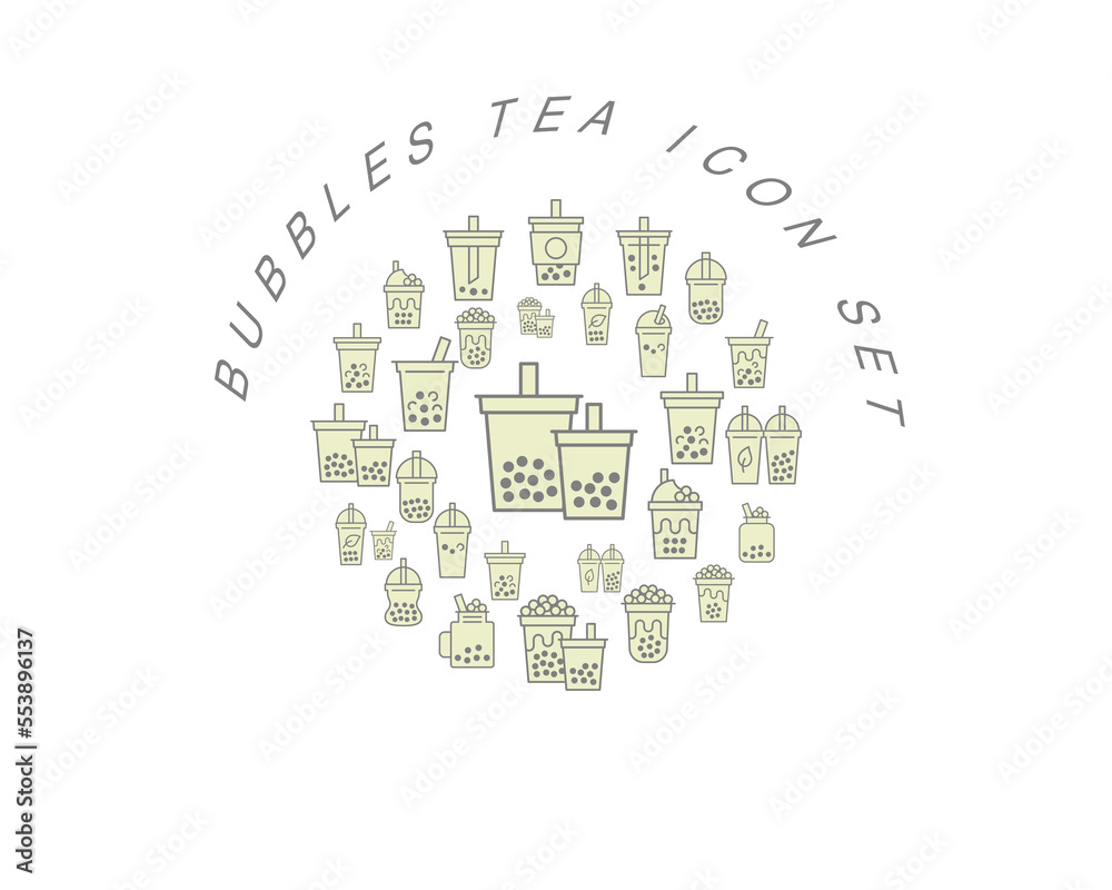 Vector bubbles tea icon set Vector bubbles tea icon set