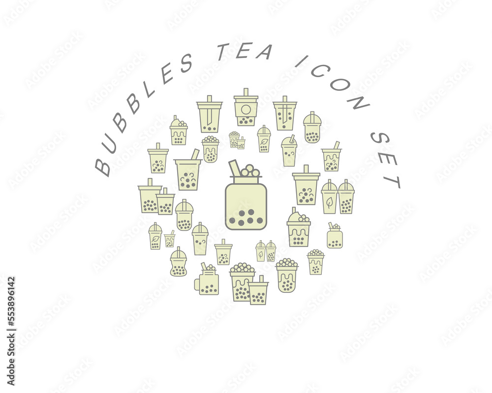 Vector bubbles tea icon set Vector bubbles tea icon set