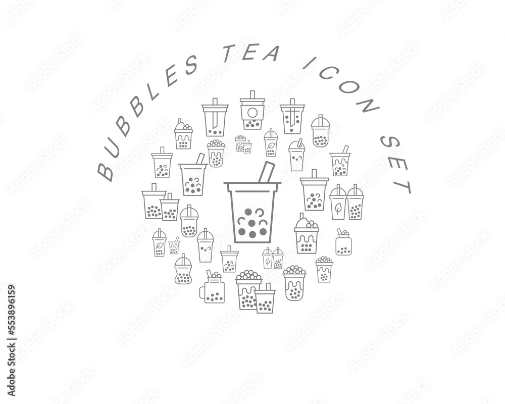 Vector bubbles tea icon set 