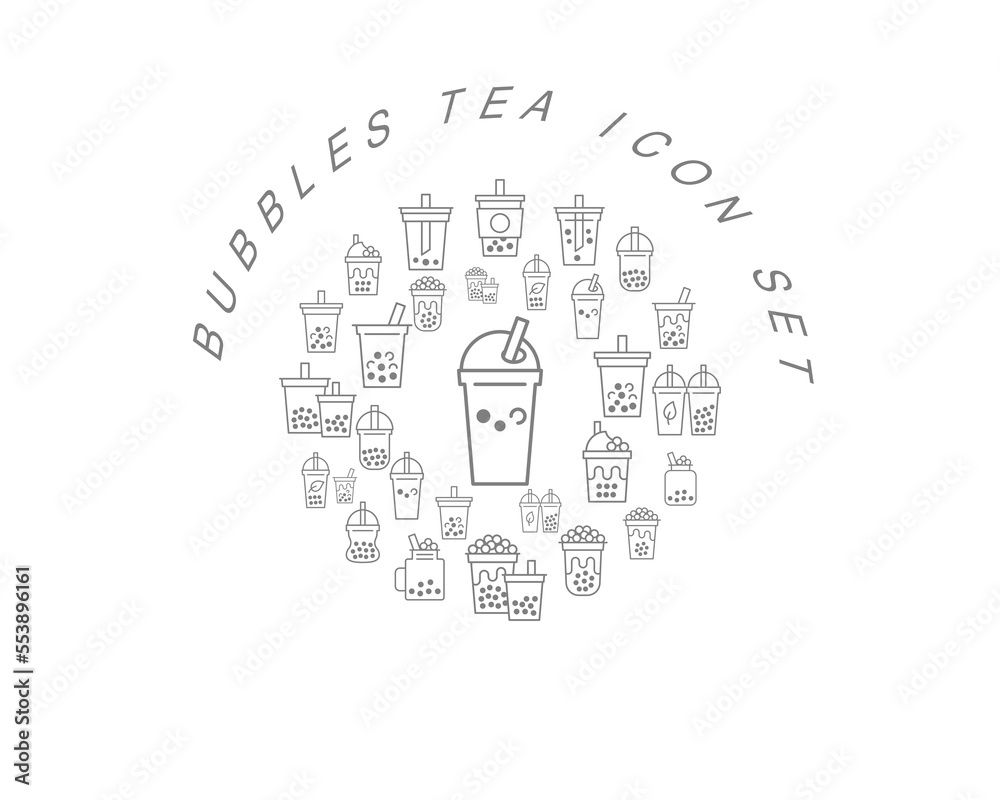 Vector bubbles tea icon set Vector bubbles tea icon set