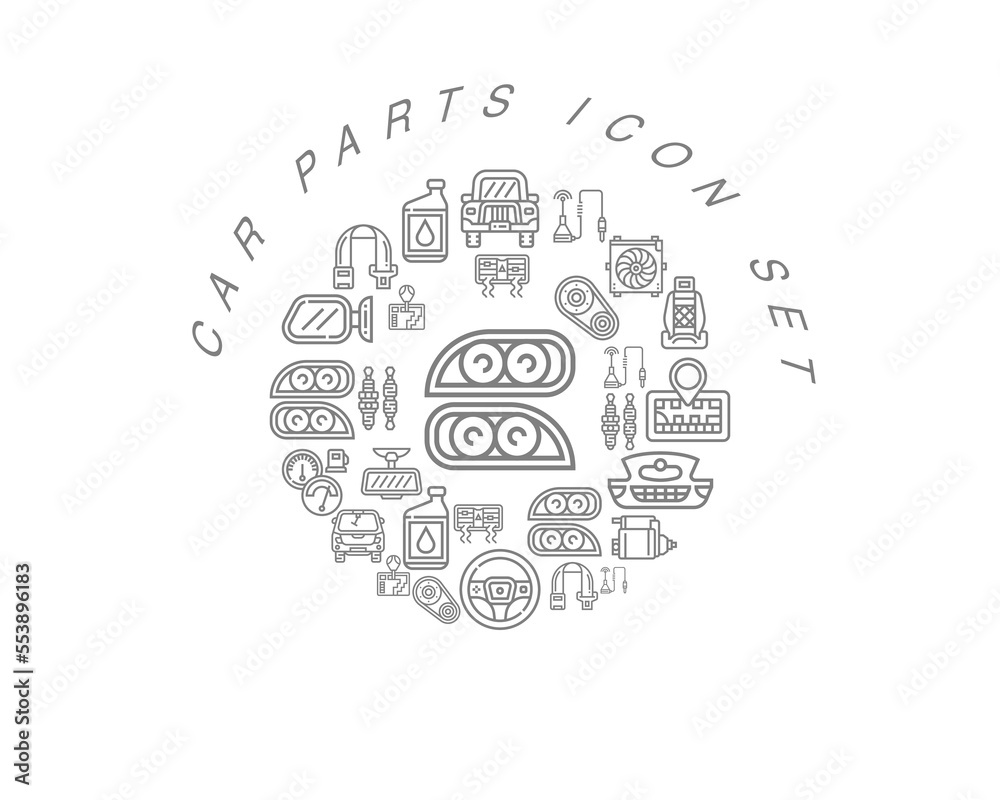 Vector car parts icon set 