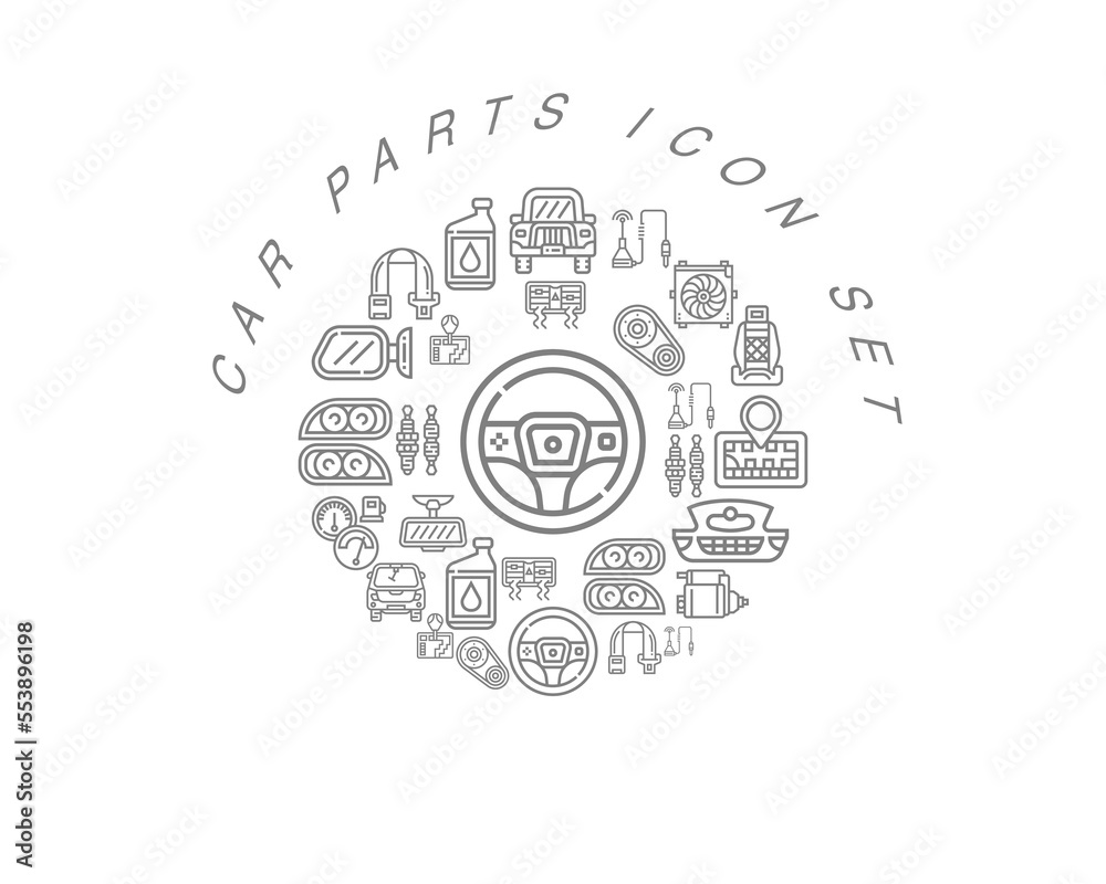 Vector car parts icon set 