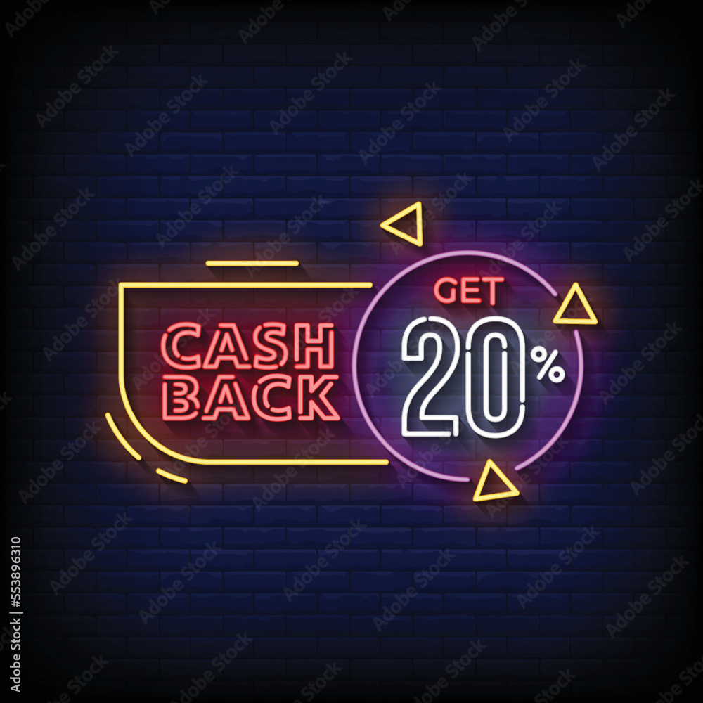 neon sign cash back with brick wall background vector illustration neon sign cash back with brick wall background vector illustration