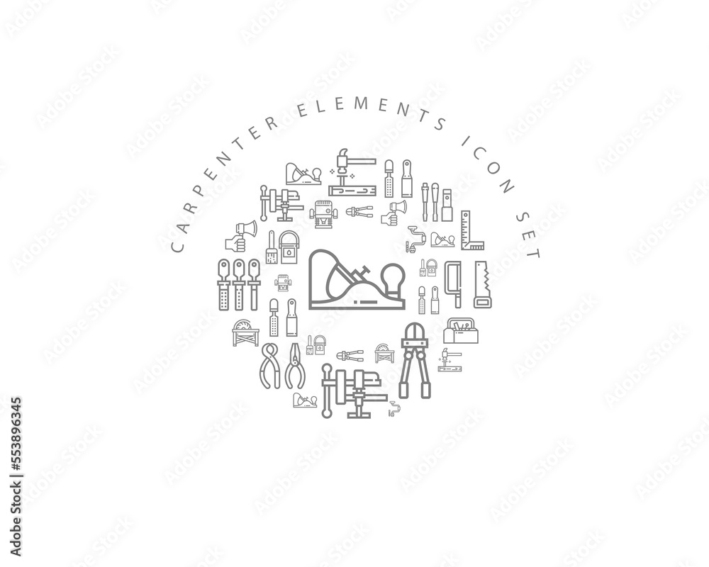 Vector carpenter elements icon set