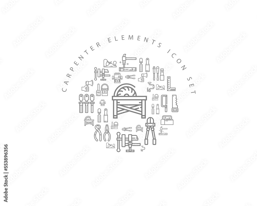 Vector carpenter elements icon set