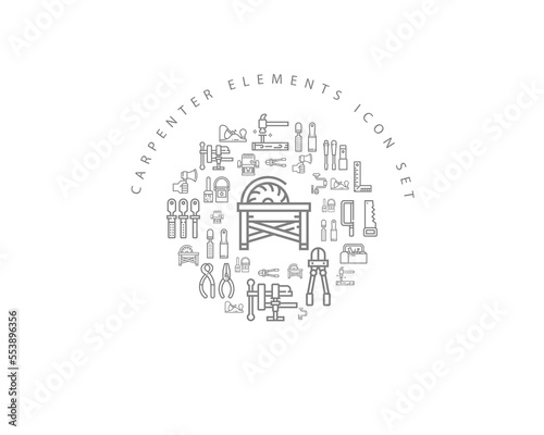 Vector carpenter elements icon set