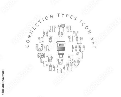 Vector connection types icon set