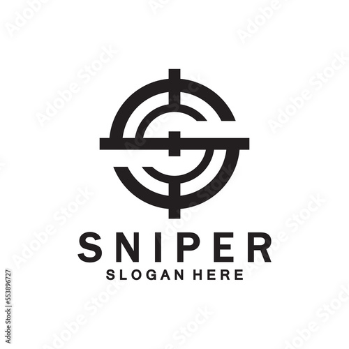 Sniper Aim Target Vector Logo. Initial S Target Logo Vector