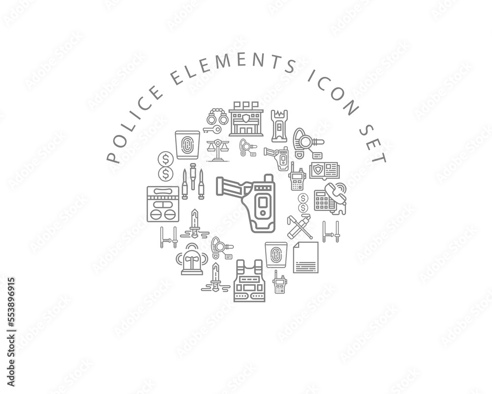 Vector police elements icon set Vector police elements icon set