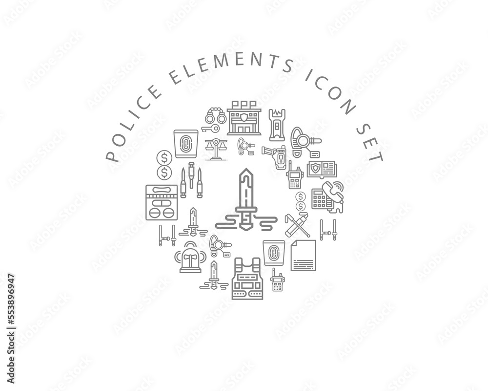 Vector police elements icon set 
