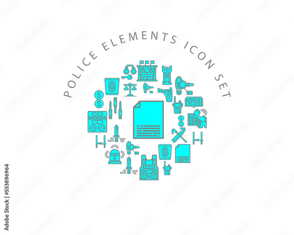 Vector police elements icon set Vector police elements icon set