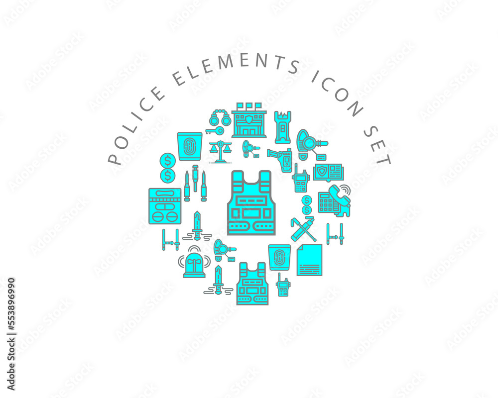 Vector police elements icon set Vector police elements icon set
