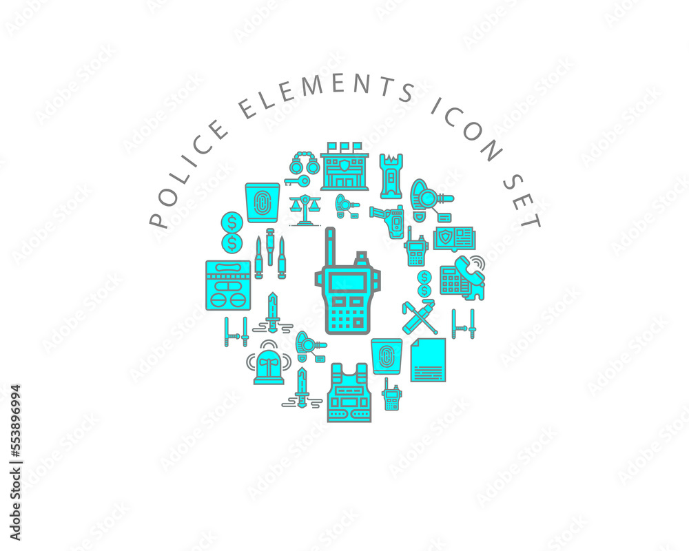 Vector police elements icon set Vector police elements icon set