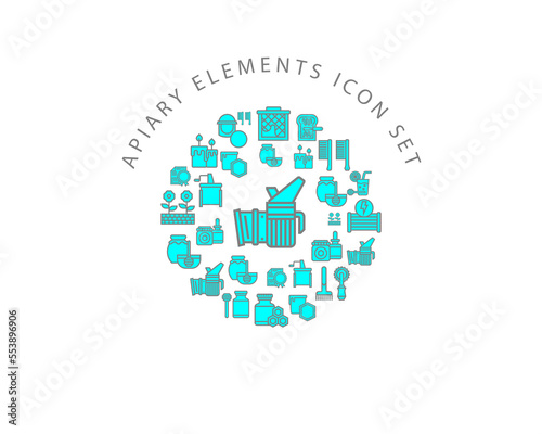 Vector apiary elements icon set 