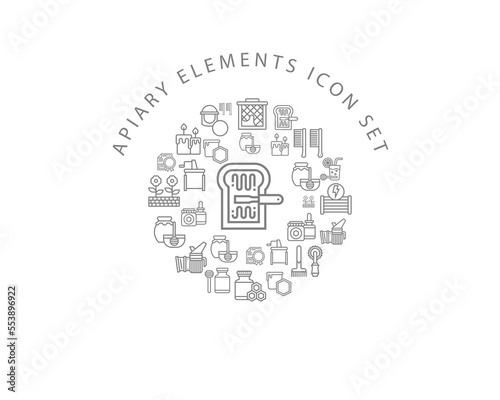 Vector apiary elements icon set 