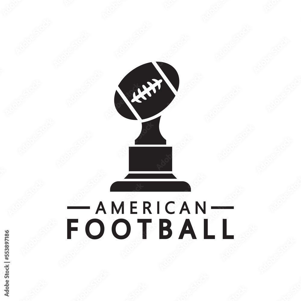 Winner American football Championship Trophy Logo Design vector icon template. American football trophy for winner award.