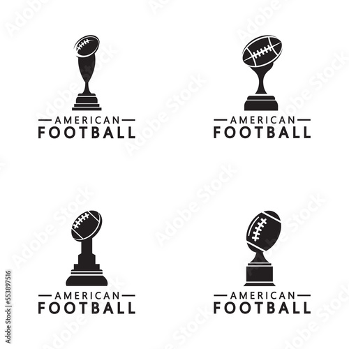 Winner American football Championship Trophy Logo Design vector icon template. American football trophy for winner award.