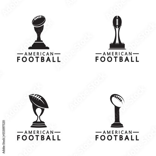 Winner American football Championship Trophy Logo Design vector icon template. American football trophy for winner award.