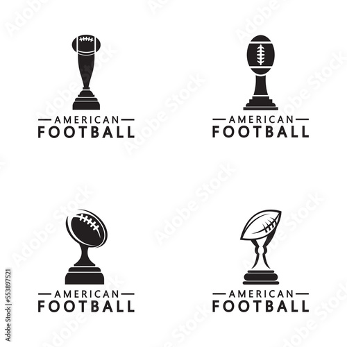 Winner American football Championship Trophy Logo Design vector icon template. American football trophy for winner award.