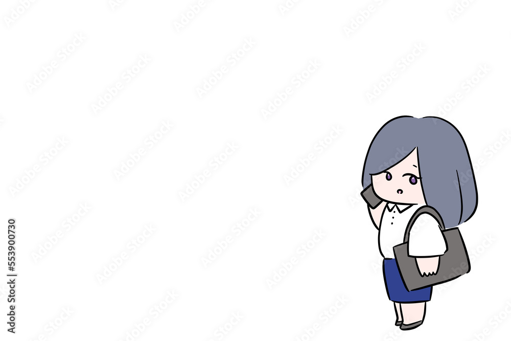 talking on the phone walking woman one person outside work illustration white background talking on the phone walking woman one person outside work illustration white background