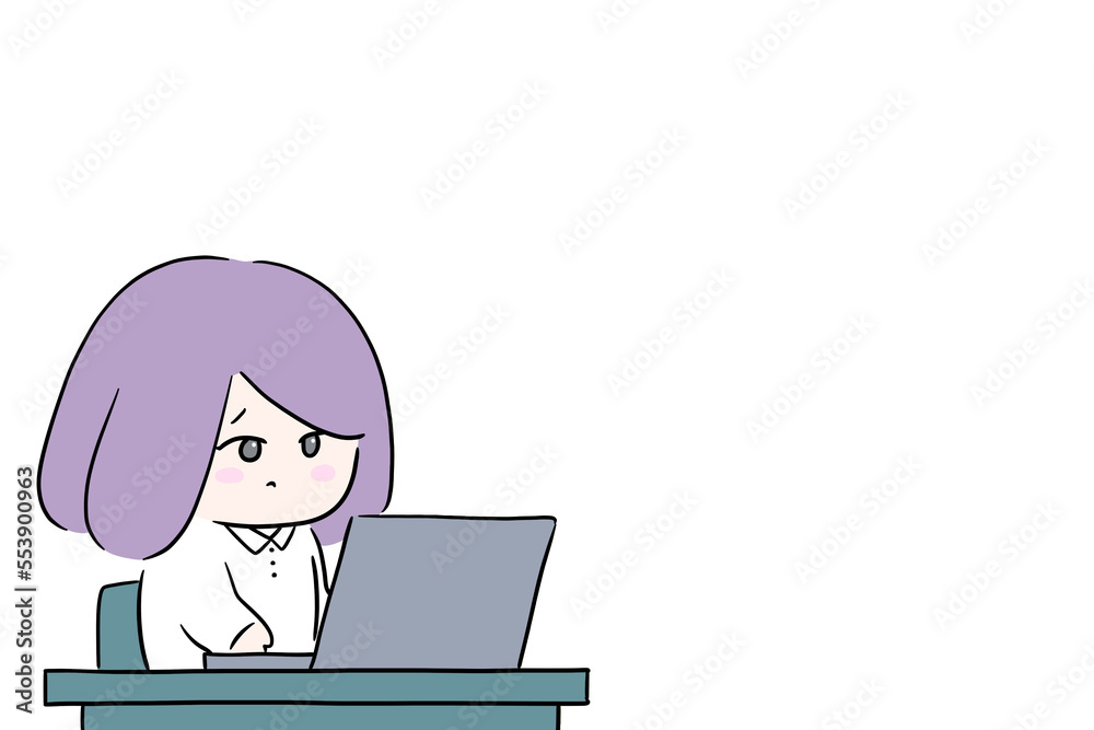 person working on laptop one person one woman illustration blank space person working on laptop one person one woman illustration blank space