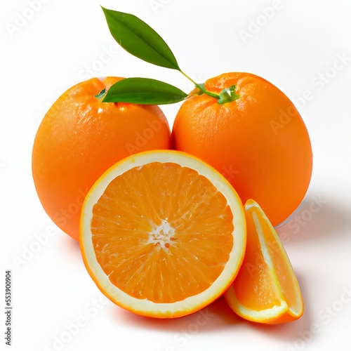 Fresh orange fruit isolated on white. Generative AI