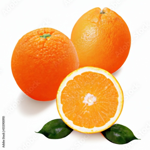 Fresh orange fruit isolated on white. Generative AI