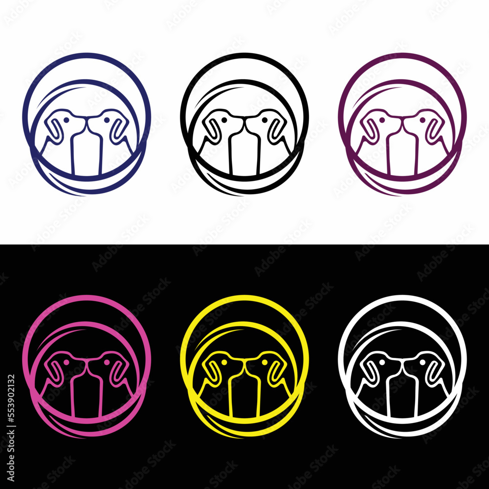 Circle dog animal logo design . icon logo . silhouette logo 