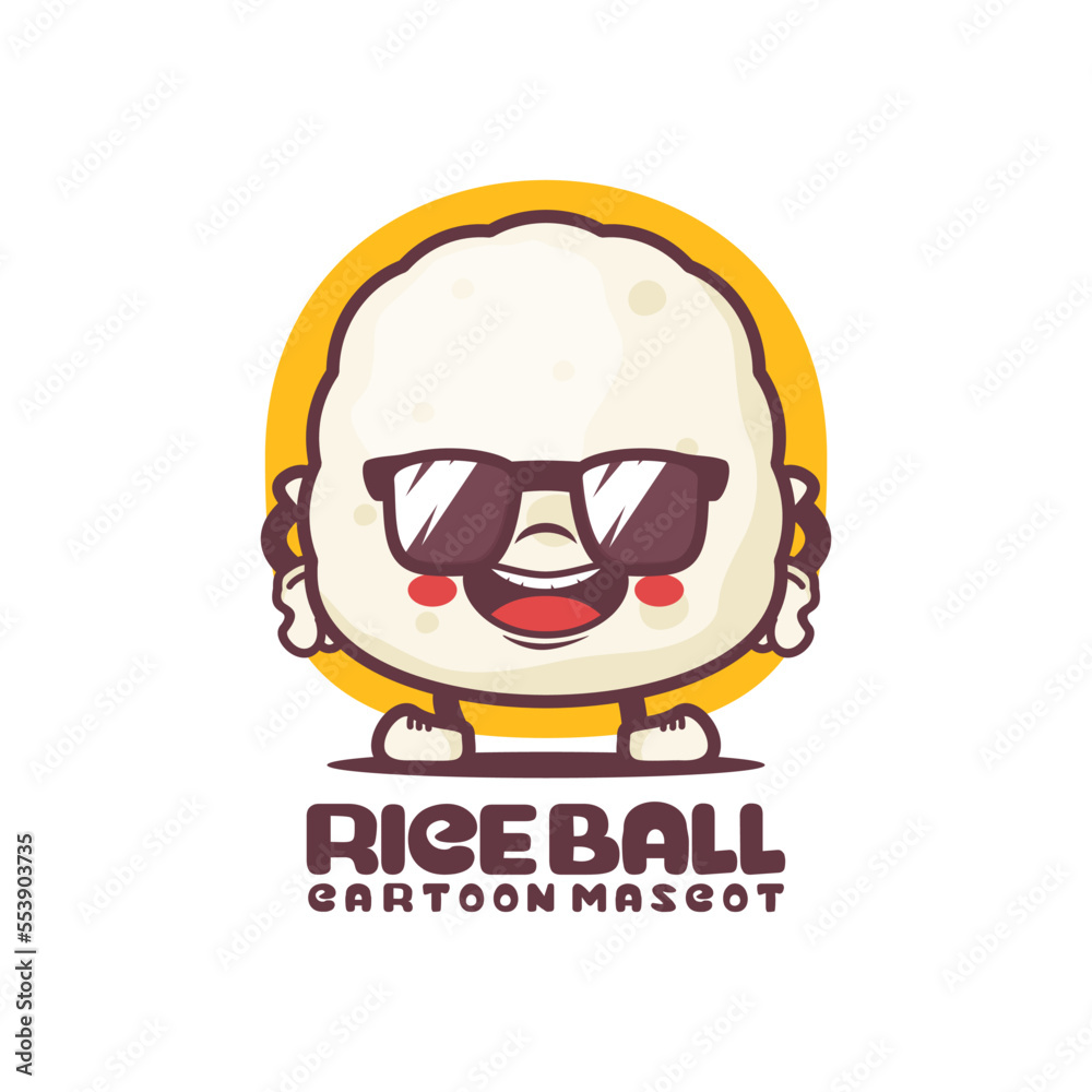 rice ball cartoon mascot. food vector illustration rice ball cartoon mascot. food vector illustration