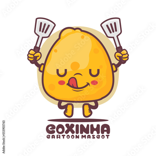 Coxinha cartoon mascot. Brazilian food vector illustration