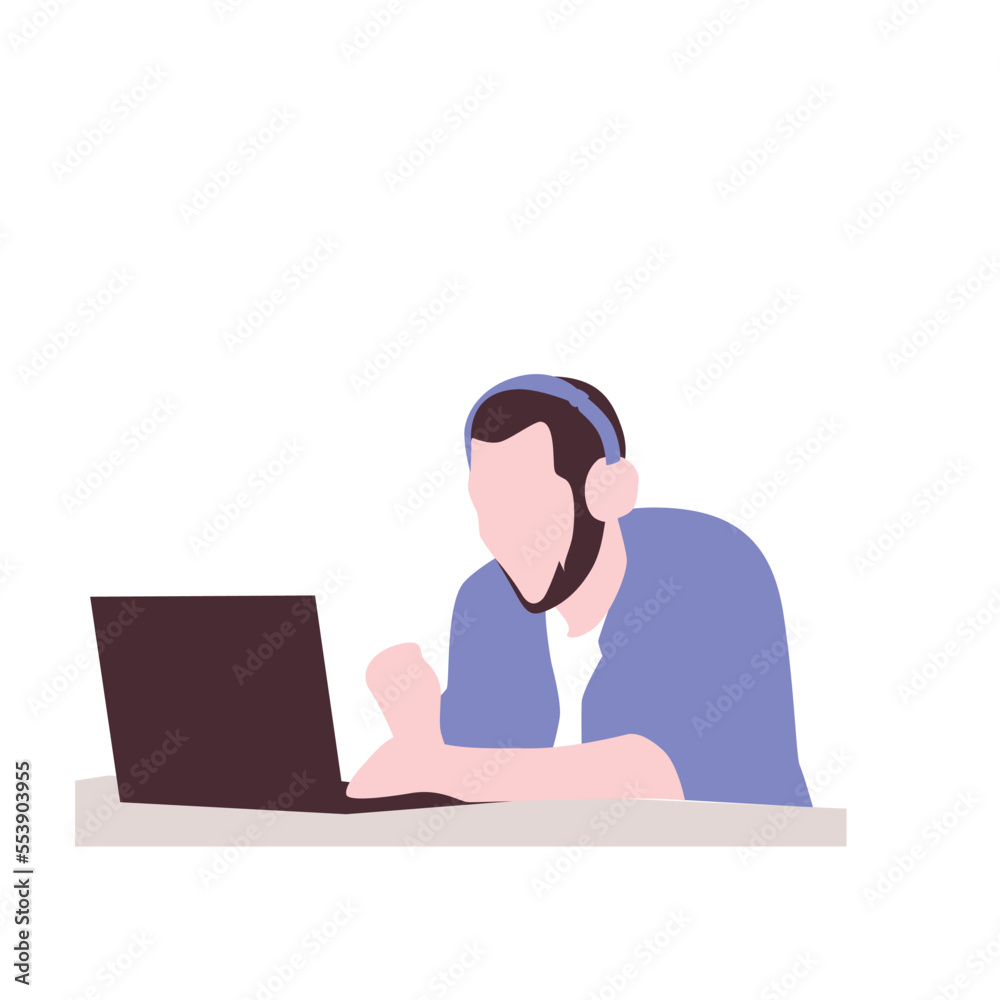 Man With Laptop Illustration Man With Laptop Illustration