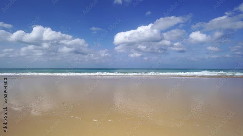 Summer sea in sunny day beautiful Tropical seashore scenic off phuket beach phuket thailand with wave crashing on sandy shore Amazing travel and tour background Copy space Summer sea in sunny day beautiful Tropical seashore scenic off phuket beach phuket thailand with wave crashing on sandy shore Amazing travel and tour background Copy space