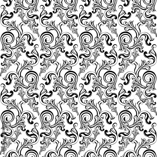 Vector damask vintage baroque scroll ornament swirl. Victorian monogram heraldic shield swirl. Retro floral leaf pattern border foliage antique  acanthus calligraphy engraved tattoo. seamless pattern