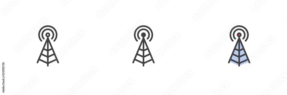 Antenna signal different style icon set Antenna signal different style icon set