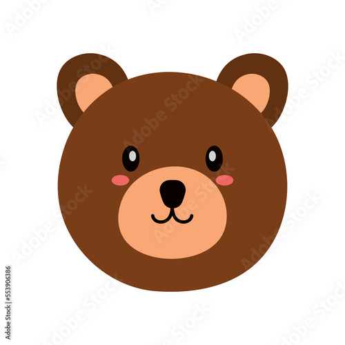 Cute Brown Bear Head Wild Animal Character in Animated Cartoon Vector Illustration