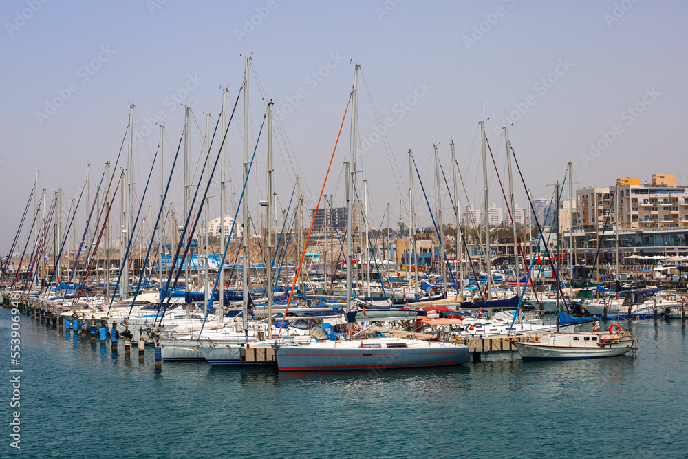 View of beautiful yachts at pier