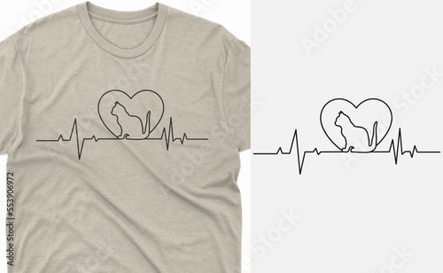 Cat  Heartbeat T-Shirt Cat Lover design