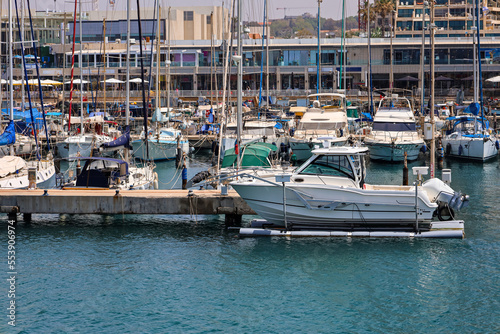 View of beautiful yachts at...
