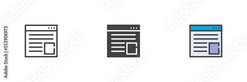 Website page different style icon set