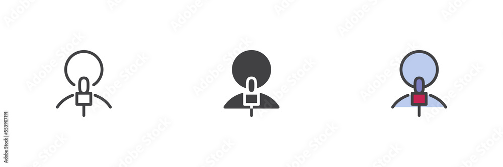 Person and microphone different style icon set Person and microphone different style icon set