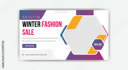 Winter fashion sale YouTube thumbnail banner design. Modern and creative YouTube thumbnail banner.