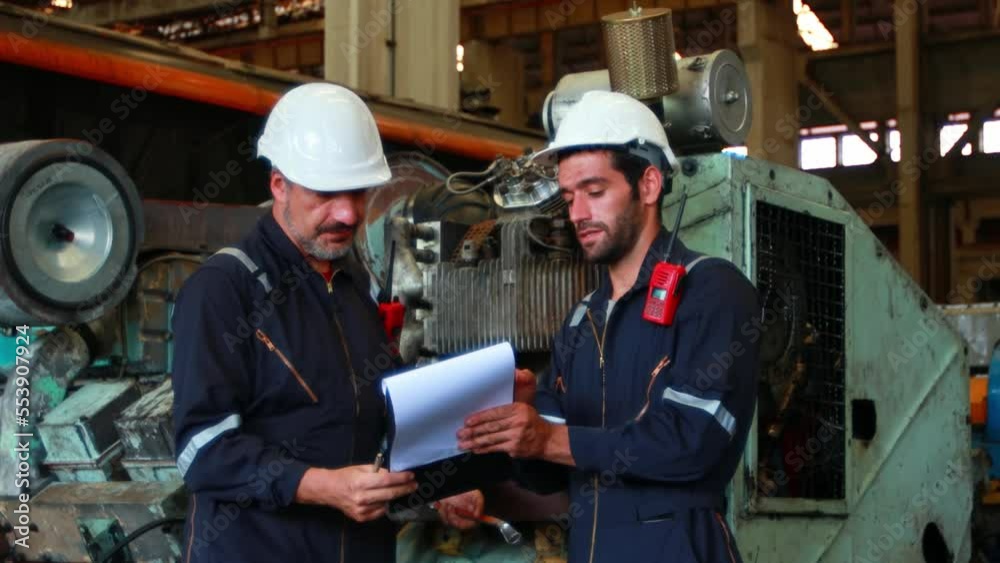 Engineer in the process of inspecting train engines Keep the machine ready for use in the train station. Engineers wear safety clothing and helmets to work safely as standard.
Engineer in the process of inspecting train engines Keep the machine ready for use in the train station. Engineers wear safety clothing and helmets to work safely as standard.