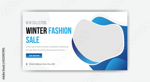 Winter fashion sale YouTube thumbnail banner design. Modern and creative YouTube thumbnail banner.