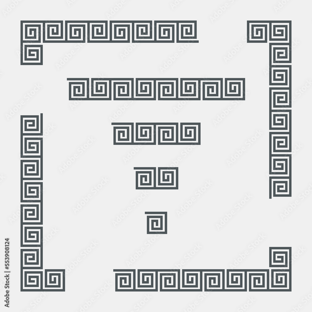 Greek set of frame, corner and border, roman ornament quality vector illustration cut Greek set of frame, corner and border, roman ornament quality vector illustration cut