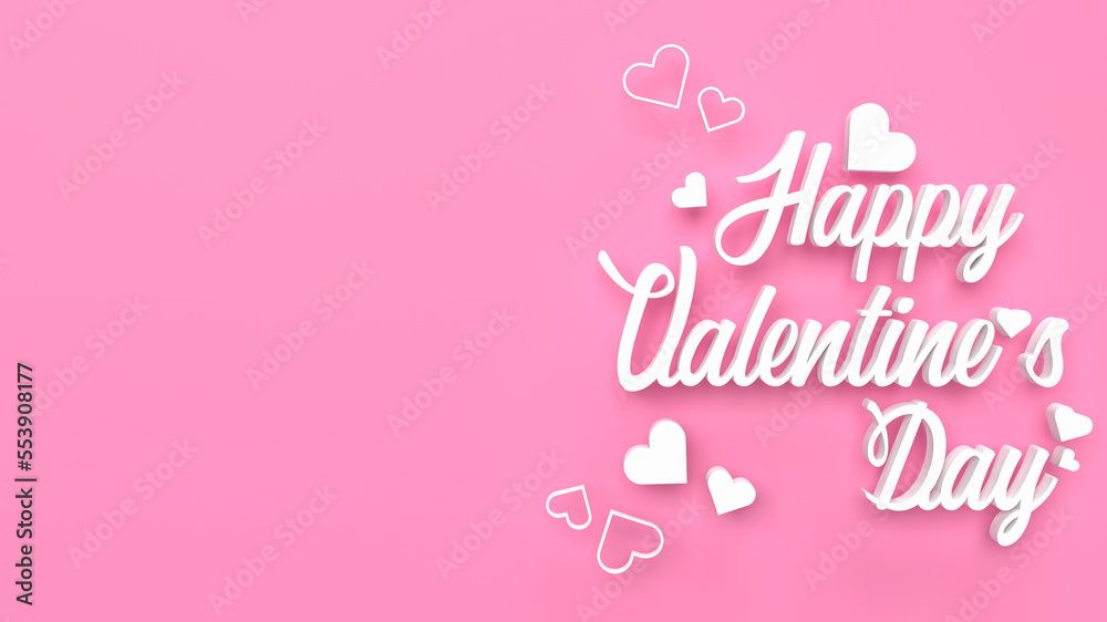 The white happy valentine day on pink background  for holiday concept 3d rendering