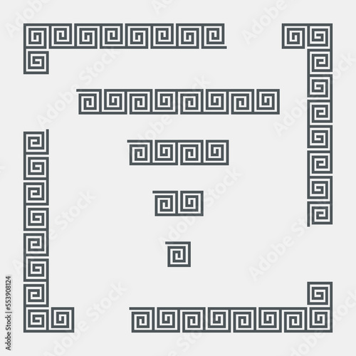 Greek set of frame, corner and border, roman ornament quality vector illustration cut 